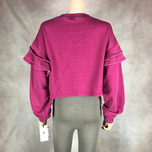 7 FOR ALL MANKIND Pink Ruffled Sweatshirt NWT Medium - Picture 9 of 9